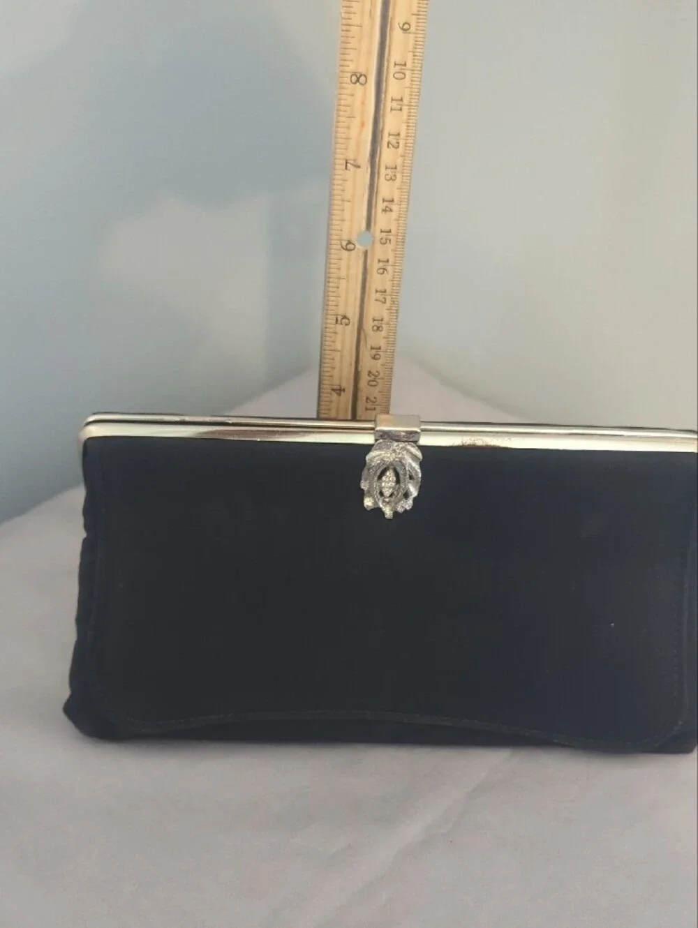 Vintage Clutch Handbag with Silver Hardware Tuckable Wrist Strap